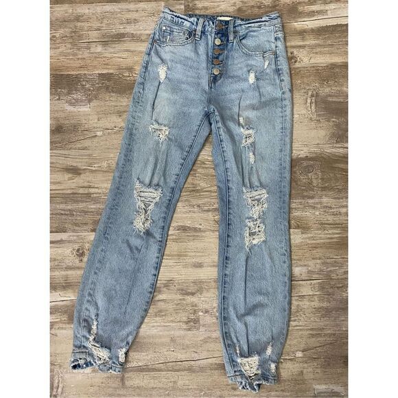 Altar’d State Jeans Distressed High Rise Light Wash Women’s Junior’s Size 3 - Picture 1 of 7